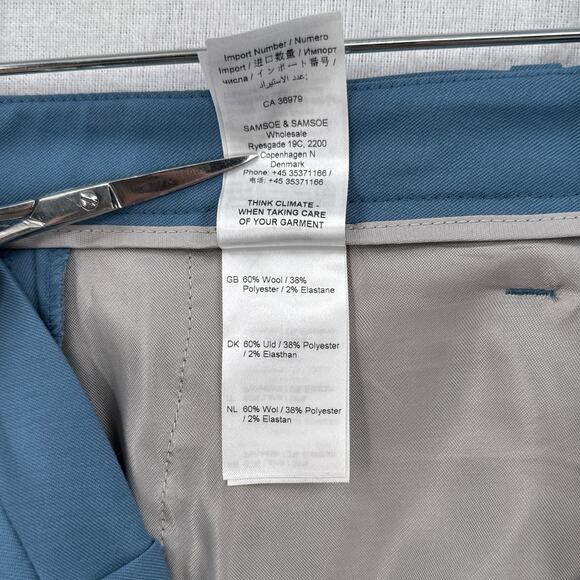 SAMSOE Pants Womens Small Blue Wool Blend Slim Tapered Trousers Pockets Career - Picture 9 of 14